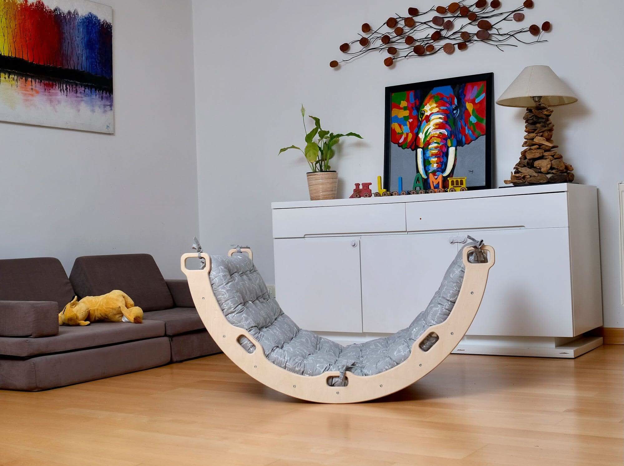 Climbing Arch / Rocker with Dinosaur Pattern Pillow